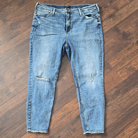 Silver Jeans Blue Skinny Distressed Denim - Picture 1 of 2